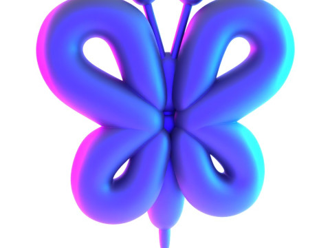 3D Printing Butterfly Pink Wings Balloon Decoration Props Second Life toy 3D Model