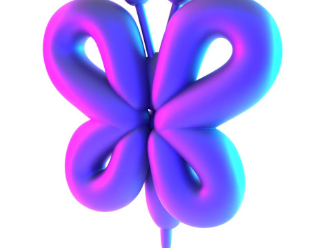 3D Printing Butterfly Pink Wings Balloon Decoration Props Second Life toy 3D Model