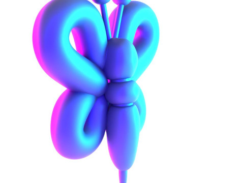 3D Printing Butterfly Pink Wings Balloon Decoration Props Second Life toy 3D Model