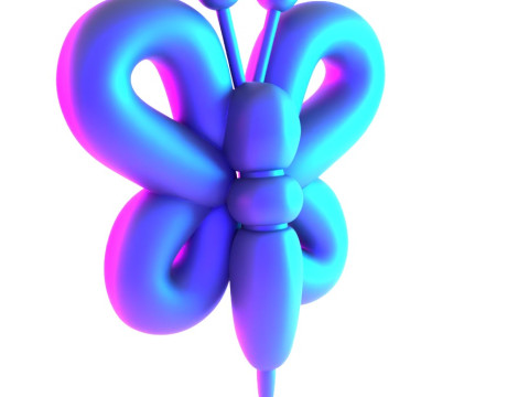 3D Printing Butterfly Pink Wings Balloon Decoration Props Second Life toy 3D Model