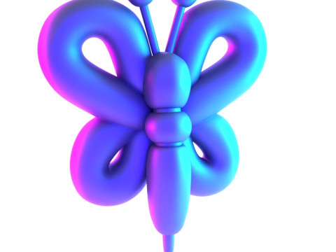 3D Printing Butterfly Pink Wings Balloon Decoration Props Second Life toy 3D Model
