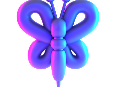 3D Printing Butterfly Pink Wings Balloon Decoration Props Second Life toy 3D Model
