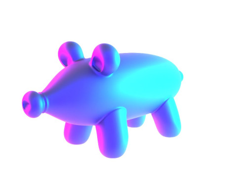 3D Printing Violet Piggy Balloon Decoration Props Second Life toy 3D Модель