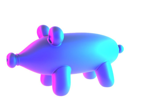 3D Printing Violet Piggy Balloon Decoration Props Second Life toy 3D Модель