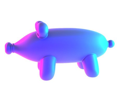 3D Printing Violet Piggy Balloon Decoration Props Second Life toy 3D Модель