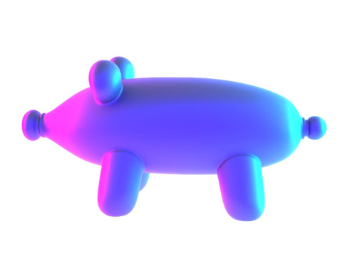 3D Printing Violet Piggy Balloon Decoration Props Second Life toy 3D Модель