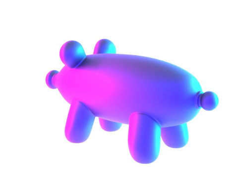 3D Printing Violet Piggy Balloon Decoration Props Second Life toy 3D Модель