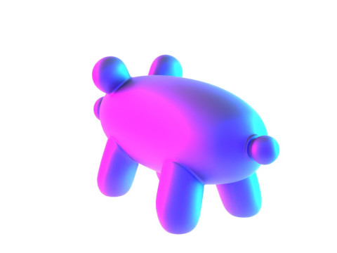 3D Printing Violet Piggy Balloon Decoration Props Second Life toy 3D Модель