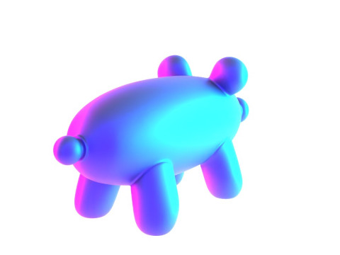 3D Printing Violet Piggy Balloon Decoration Props Second Life toy 3D Модель