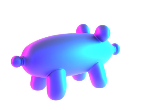 3D Printing Violet Piggy Balloon Decoration Props Second Life toy 3D Модель