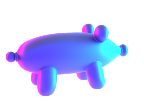 3D Printing Violet Piggy Balloon Decoration Props Second Life toy 3D Модель