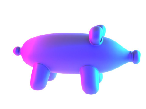 3D Printing Violet Piggy Balloon Decoration Props Second Life toy 3D Модель