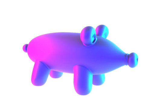3D Printing Violet Piggy Balloon Decoration Props Second Life toy 3D Модель