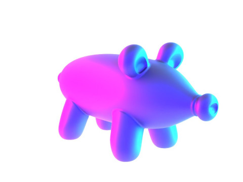 3D Printing Violet Piggy Balloon Decoration Props Second Life toy 3D Модель