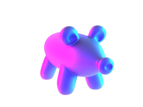 3D Printing Violet Piggy Balloon Decoration Props Second Life toy 3D Модель