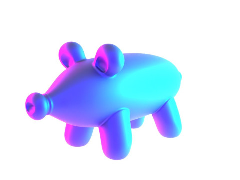 3D Printing Violet Piggy Balloon Decoration Props Second Life toy 3D Модель