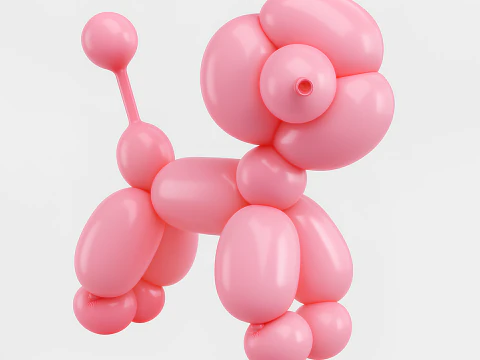 Puntelli decorativi per palloncini barboncino in cotone con stampa 3D Giocattolo di seconda vita Modello 3D