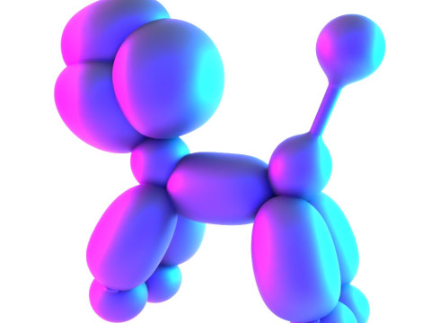 3D Printing Cotton Poodle Balloon Decoration Props Second Life toy 3D Model