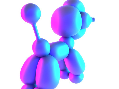 3D Printing Cotton Poodle Balloon Decoration Props Second Life toy 3D Model