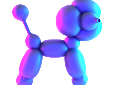 3D Printing Cotton Poodle Balloon Decoration Props Second Life toy 3D Model