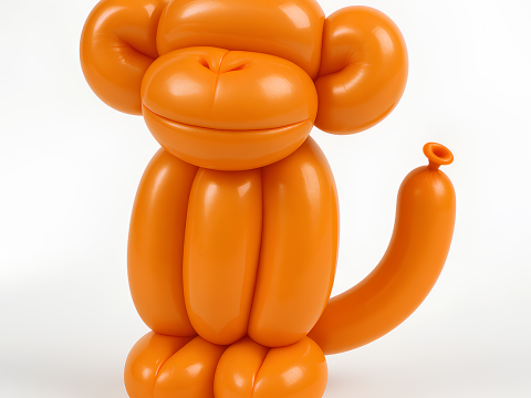 3D Printing Orange Chimp Monkey Ape Balloon Decoration Props Second Life toy 3D 模型