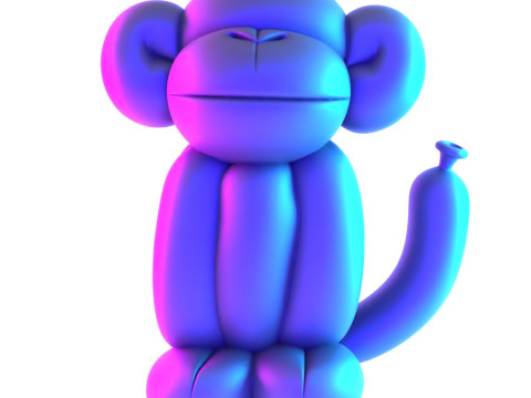 3D Printing Orange Chimp Monkey Ape Balloon Decoration Props Second Life toy 3D Model