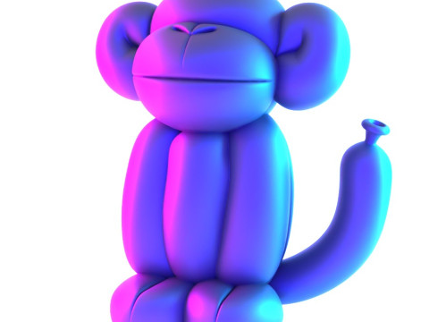 3D Printing Orange Chimp Monkey Ape Balloon Decoration Props Second Life toy 3D Model