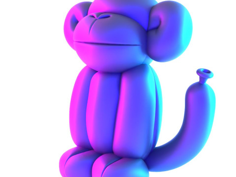 3D Printing Orange Chimp Monkey Ape Balloon Decoration Props Second Life toy 3D Model