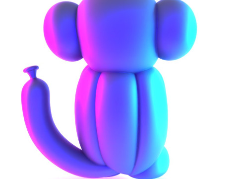 3D Printing Orange Chimp Monkey Ape Balloon Decoration Props Second Life toy 3D Model