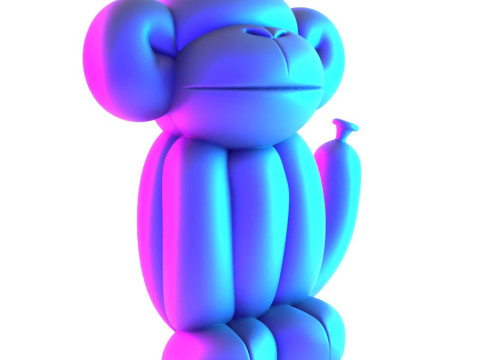 3D Printing Orange Chimp Monkey Ape Balloon Decoration Props Second Life toy 3D Model