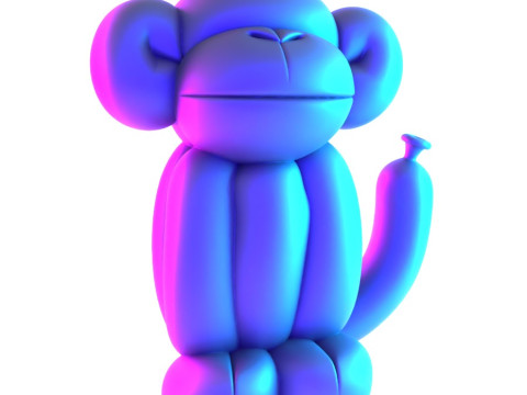3D Printing Orange Chimp Monkey Ape Balloon Decoration Props Second Life toy 3D Model