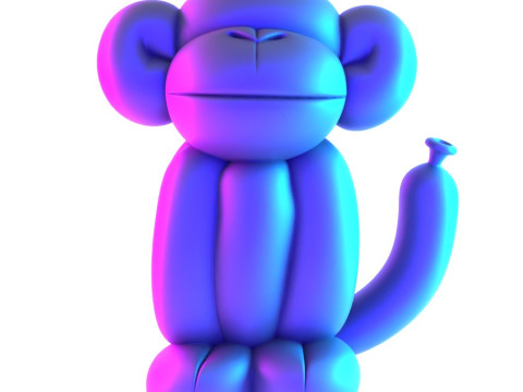 3D Printing Orange Chimp Monkey Ape Balloon Decoration Props Second Life toy 3D Model