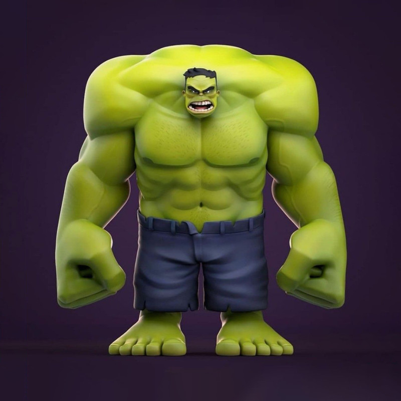 3D Printing Minimalist Incredible Hulk toy 3D Model .c4d .max .obj .3ds .fbx .stl .blend 