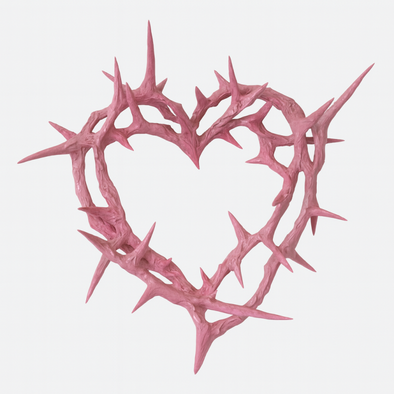 3D Printing Pink Sacred Heart with Crown of Thorns toy 3D Model .c4d .max .obj .3ds .fbx .stl .blend 