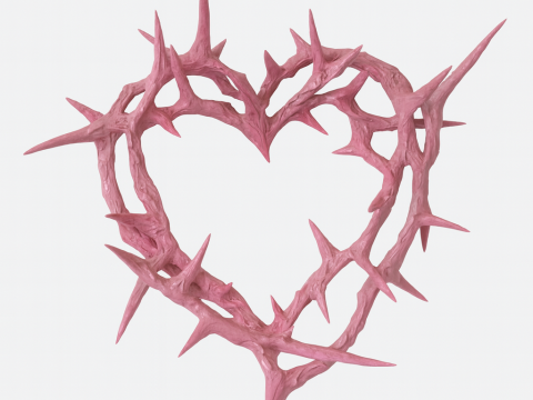 3D Printing Pink Sacred Heart with Crown of Thorns toy 3D Model