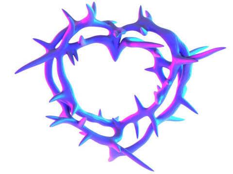 3D Printing Pink Sacred Heart with Crown of Thorns toy 3D Model