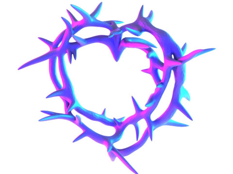 3D Printing Pink Sacred Heart with Crown of Thorns toy 3D Model