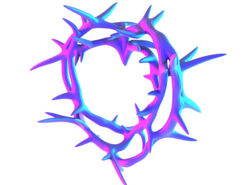 3D Printing Pink Sacred Heart with Crown of Thorns toy 3D Model