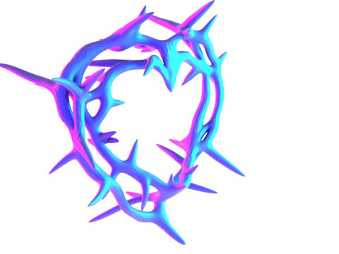 3D Printing Pink Sacred Heart with Crown of Thorns toy 3D Model
