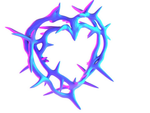 3D Printing Pink Sacred Heart with Crown of Thorns toy 3D Model