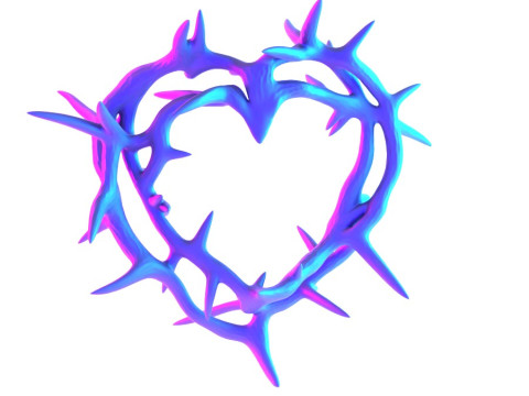 3D Printing Pink Sacred Heart with Crown of Thorns toy 3D Model