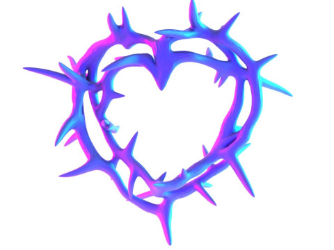 3D Printing Pink Sacred Heart with Crown of Thorns toy 3D Model