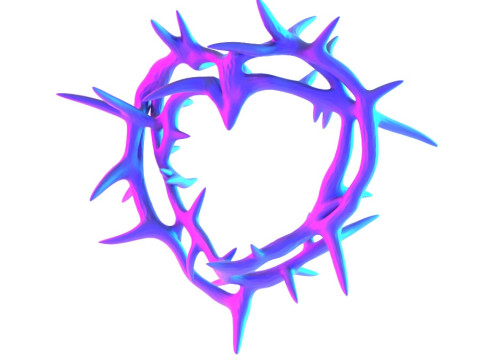 3D Printing Pink Sacred Heart with Crown of Thorns toy 3D Model