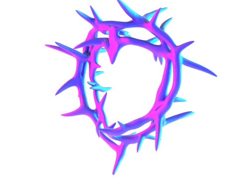 3D Printing Pink Sacred Heart with Crown of Thorns toy 3D Model