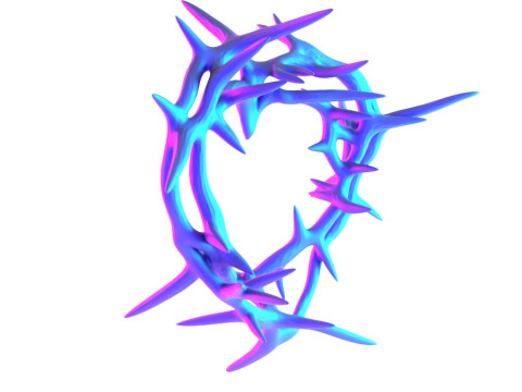 3D Printing Pink Sacred Heart with Crown of Thorns toy 3D Model