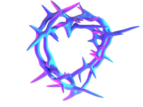 3D Printing Pink Sacred Heart with Crown of Thorns toy 3D Model