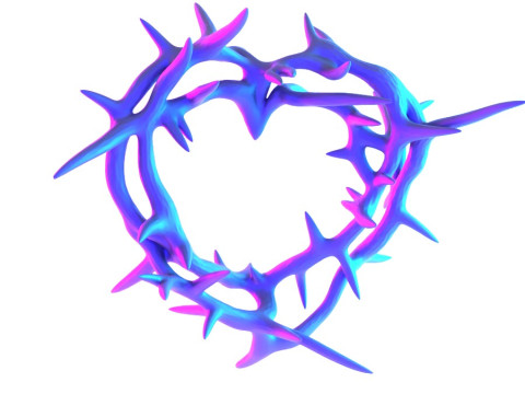 3D Printing Pink Sacred Heart with Crown of Thorns toy 3D Model