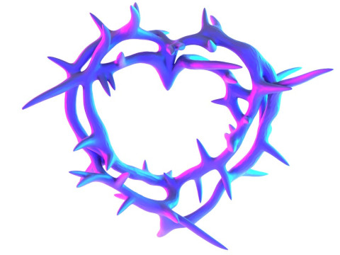 3D Printing Pink Sacred Heart with Crown of Thorns toy 3D Model