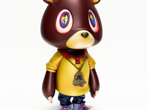 3D Printing Dropout Graduation Kanye Bear Takashi Murakami toy 3D Model