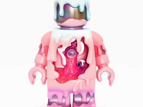 Drukowanie 3D Pastelowa kroplówka z stopionego bloku Zabawka LEGO Model 3D